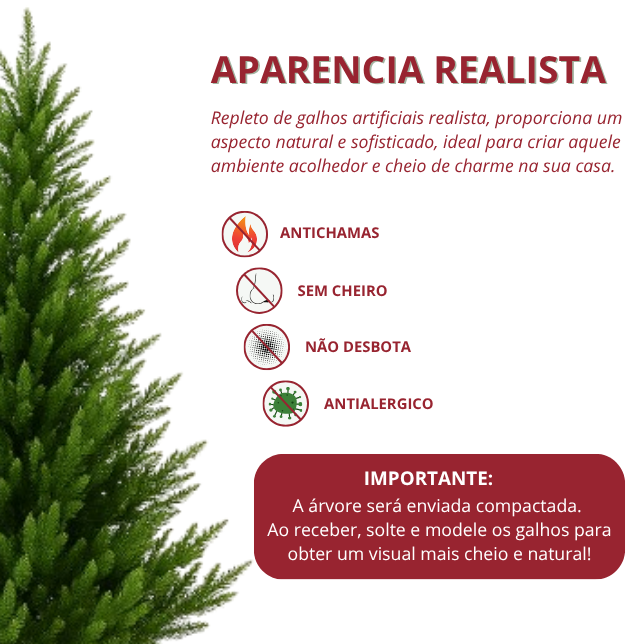 Árvore de Natal Pinheiro sem Led Montagem rápida