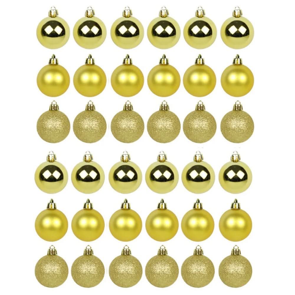 Kit 30 Bolas De Natal Mista 4cm Dourada Decoração Árvore