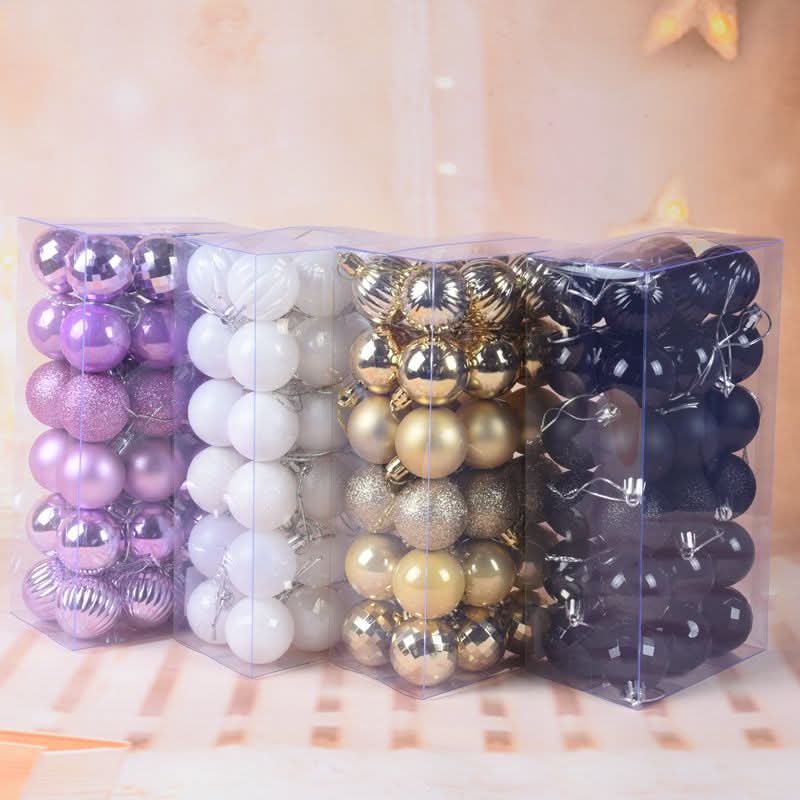 Decoração De Natal / 4cm 36 Peças Bolas Coloridas De Natal Com Glitter