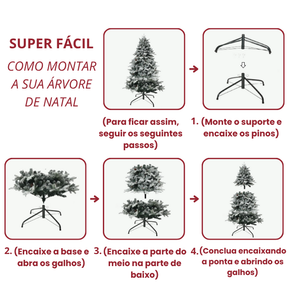 Árvore de Natal Nevada 2,10m de Altura - 1.286 Galhos - com luzes LED